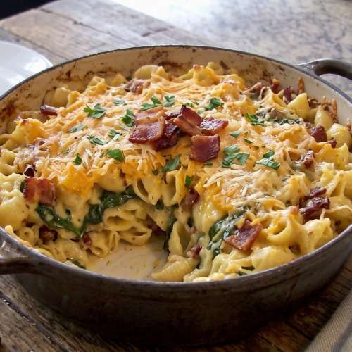 Spinach-Bacon Macaroni and Cheese